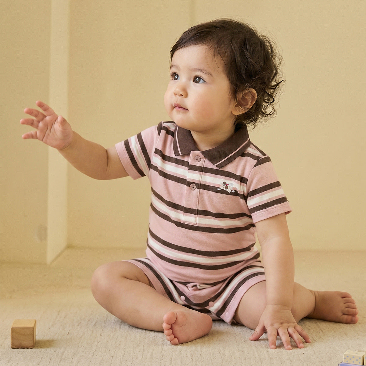 Simple Printed Short-Sleeve Summer Baby Romper