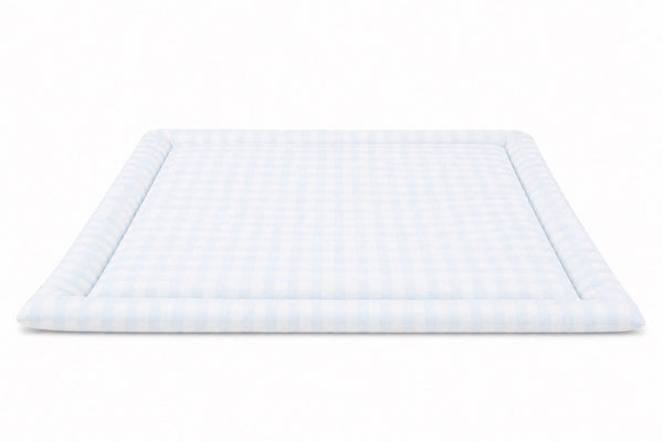 Light Blue Checkered Padded Baby Play Mat