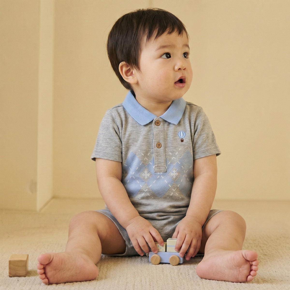 Simple Printed Short-Sleeve Summer Baby Romper