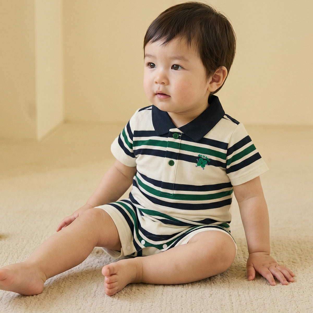 Simple Printed Short-Sleeve Summer Baby Romper