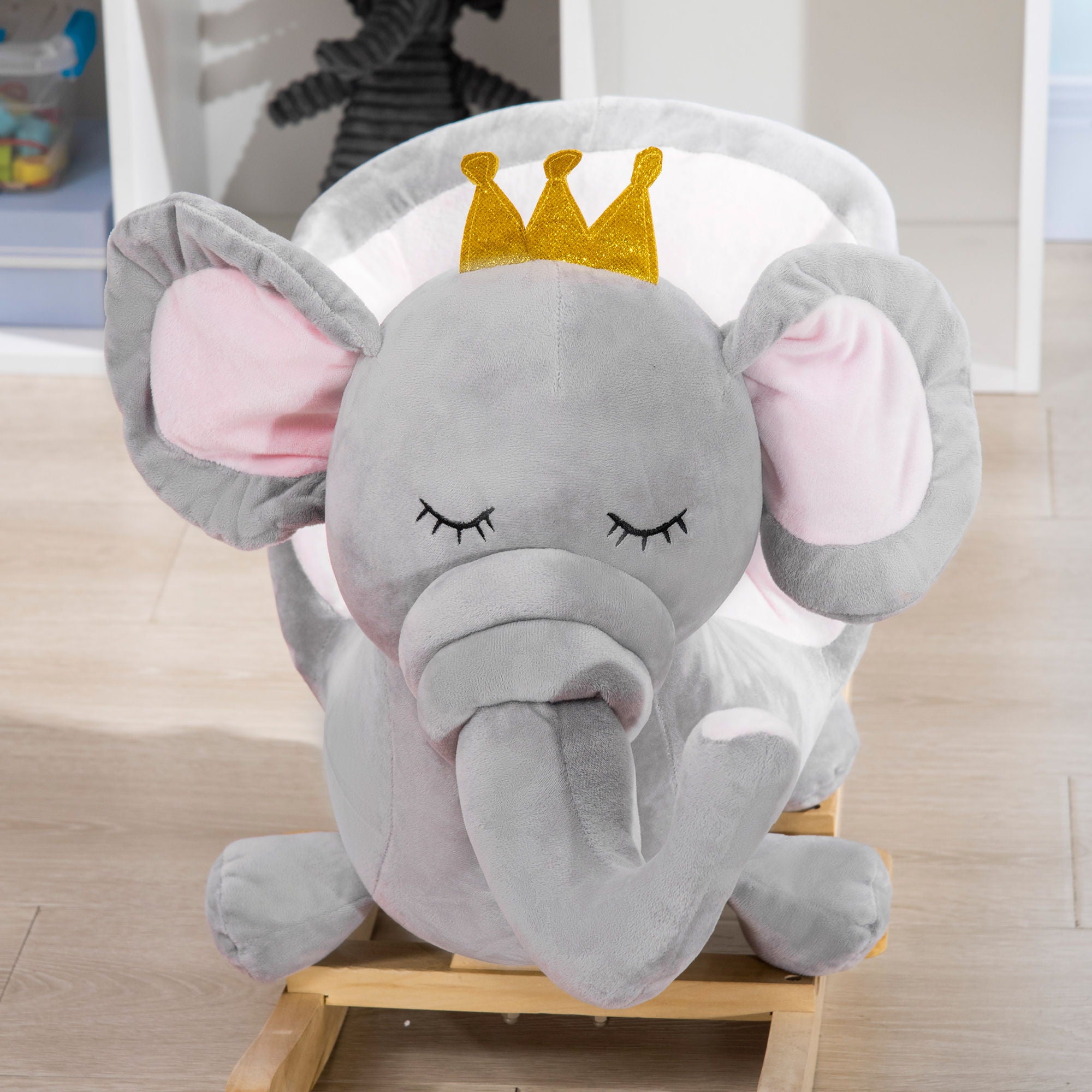 Gray Elephant Rocking Horse with Sound
