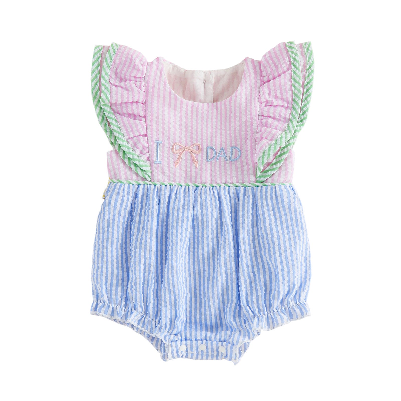 Bow-Embroidered Flared-Sleeve Baby Romper Dress