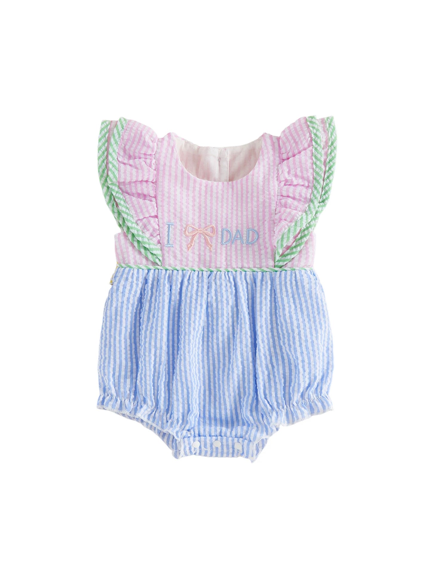 Bow-Embroidered Flared-Sleeve Baby Romper Dress
