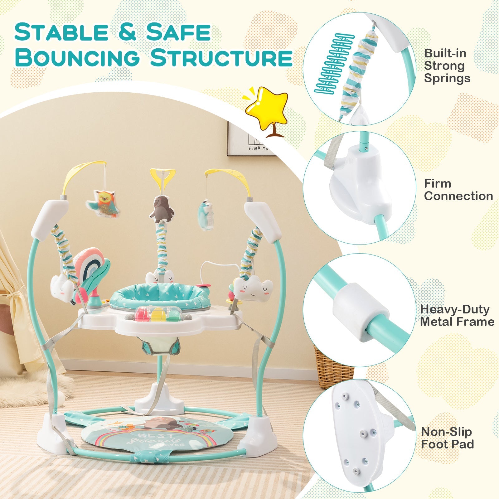 Height-Adjustable Baby Bouncer Activity Center