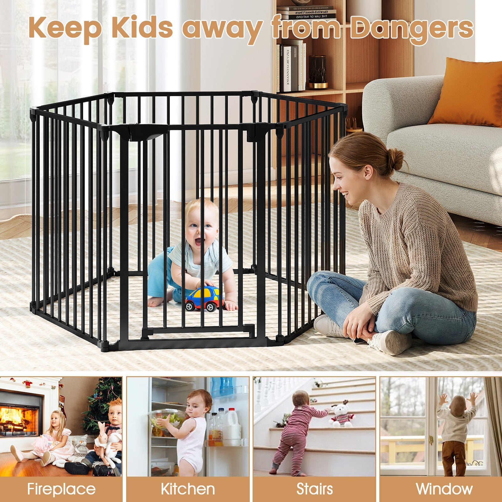 Extra-Wide Adjustable Baby and Pet Safety Gate