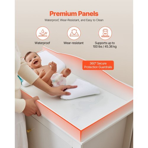 White Baby Changing Table Dresser with 3 Drawers
