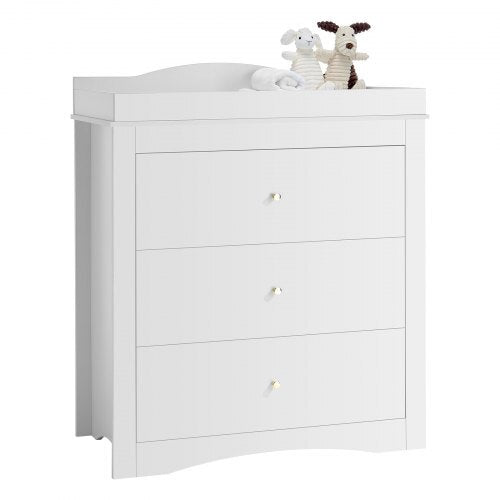 White Baby Changing Table Dresser with 3 Drawers