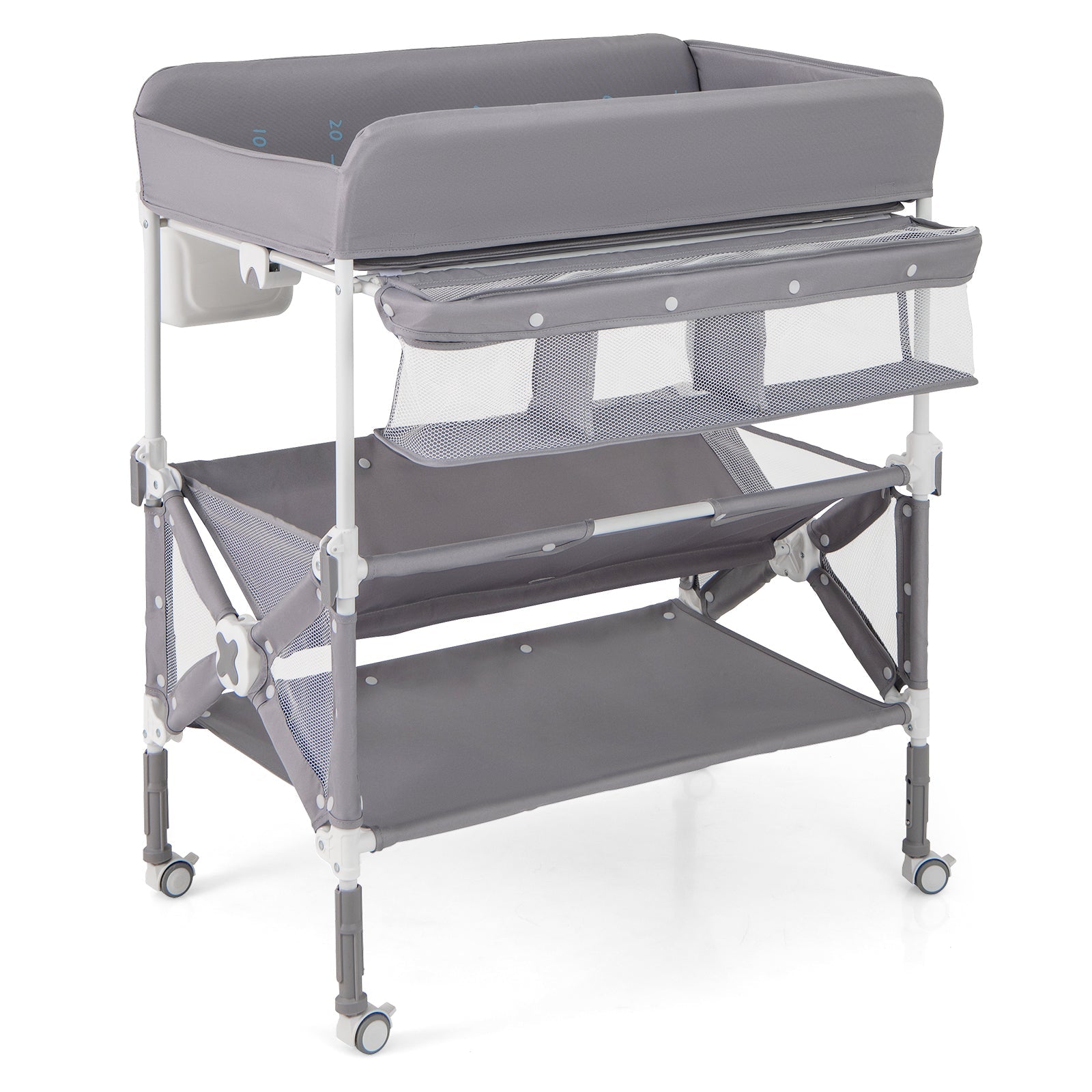 Portable Gray Baby Changing Table with Wheels