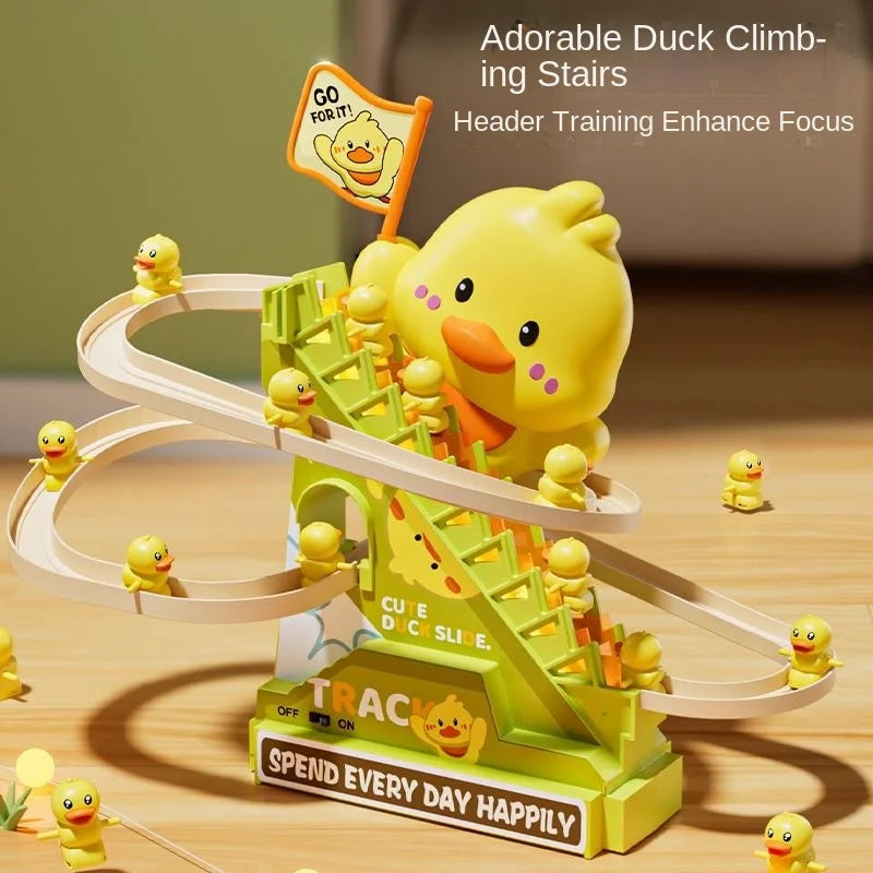 Stair-Climbing Duck Toy with Lights and Music
