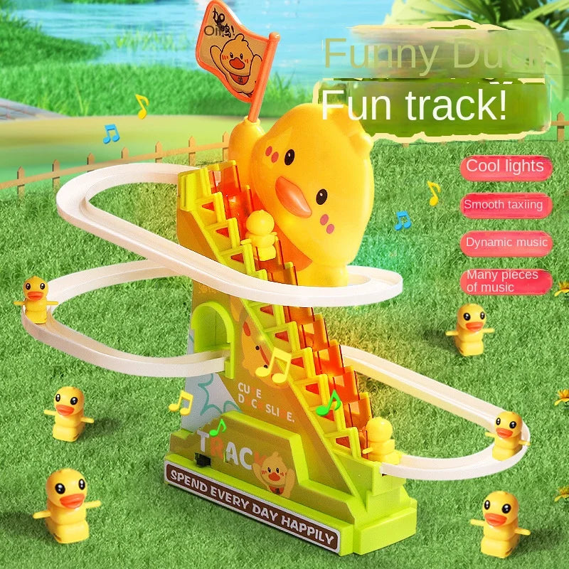 Stair-Climbing Duck Toy with Lights and Music
