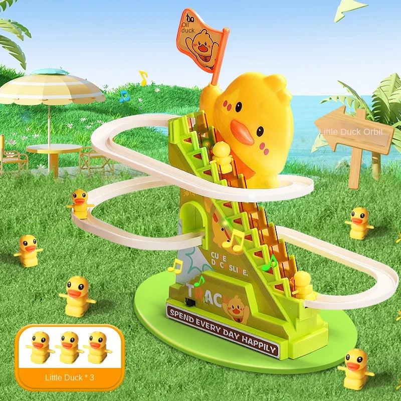 Stair-Climbing Duck Toy with Lights and Music
