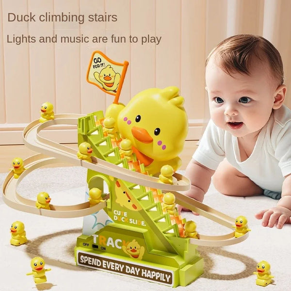 Stair-Climbing Duck Toy with Lights and Music