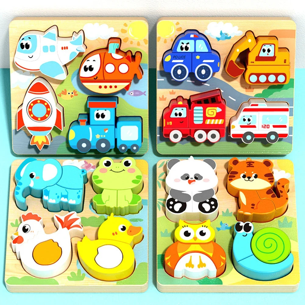 4-in-1 Wooden 3D Animal Puzzle for Kids