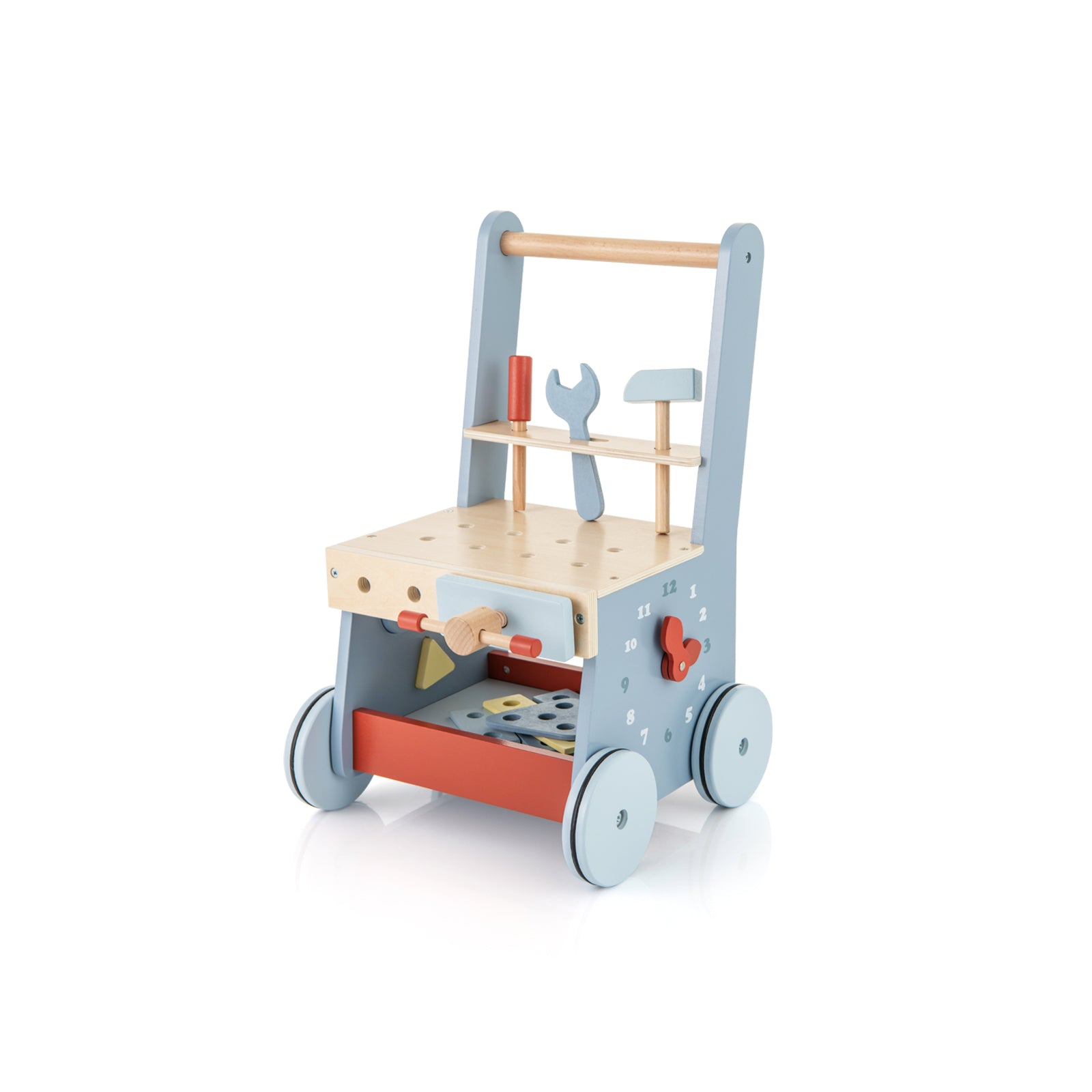 2-in-1 Wooden Baby Push Walker Activity Center