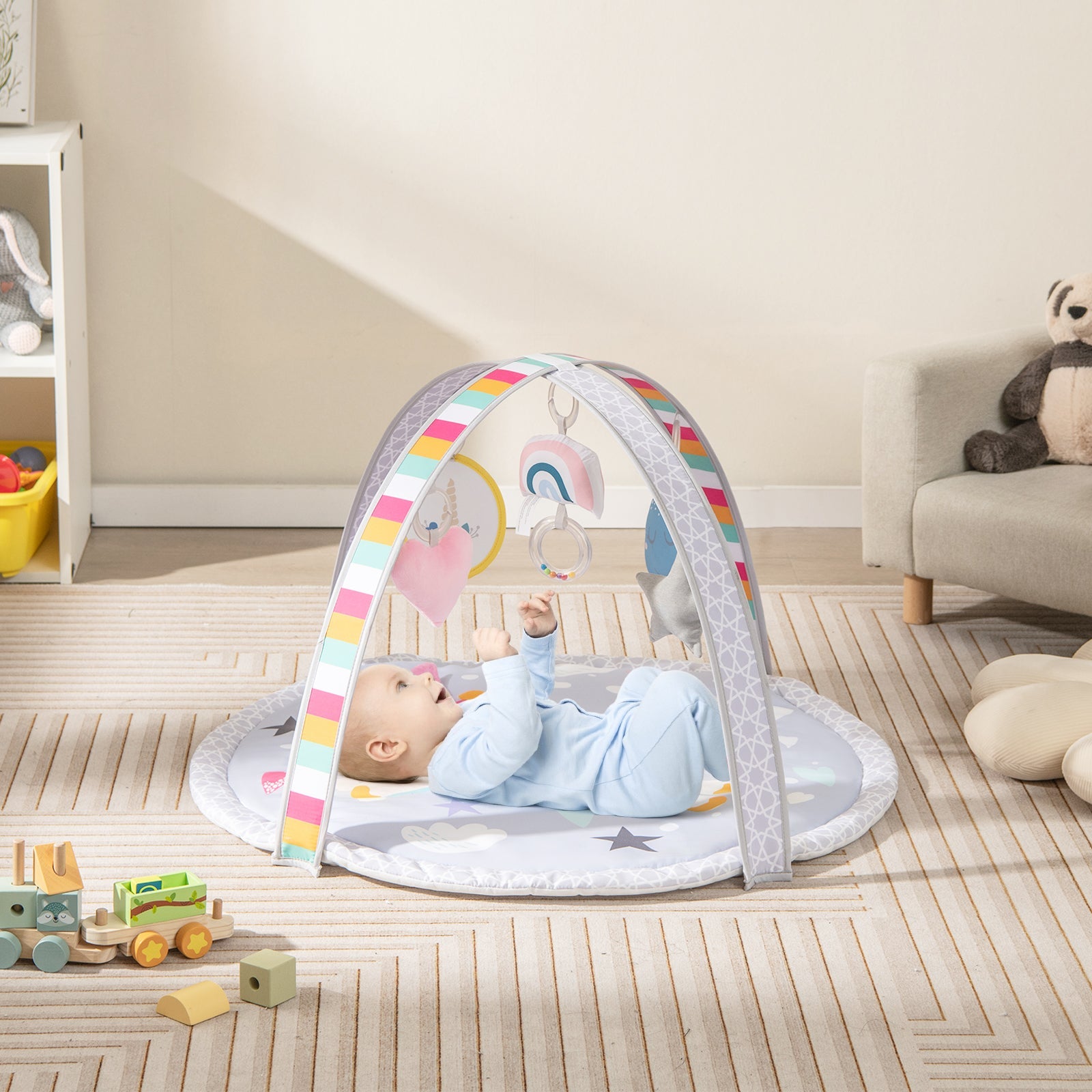 7-in-1 Baby Play Gym Mat with Detachable Toys