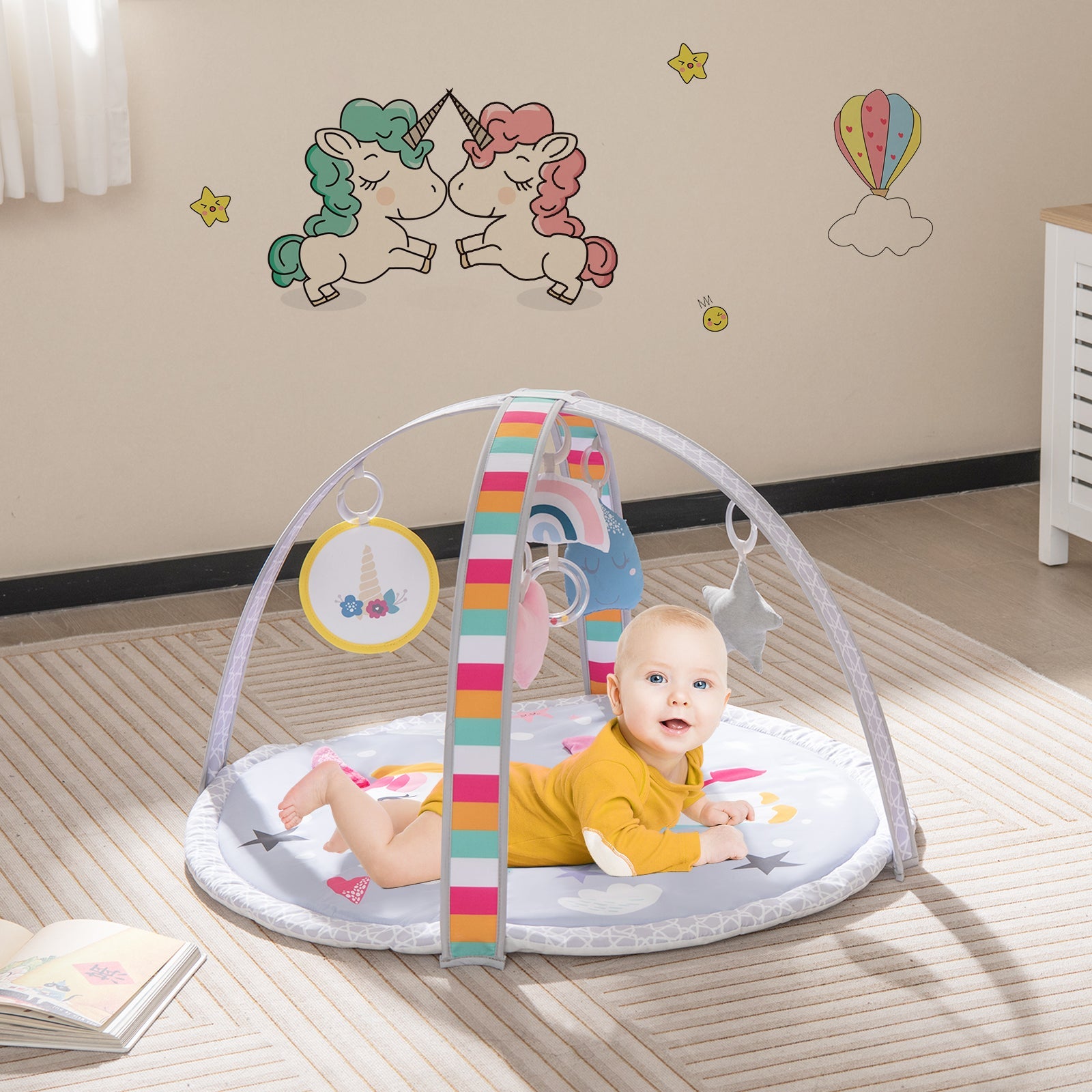 7-in-1 Baby Play Gym Mat with Detachable Toys