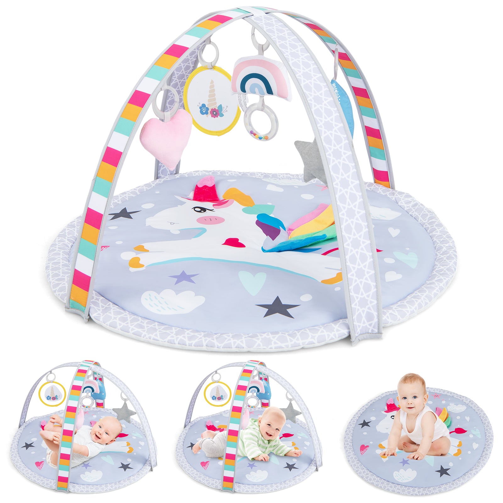 7-in-1 Baby Play Gym Mat with Detachable Toys