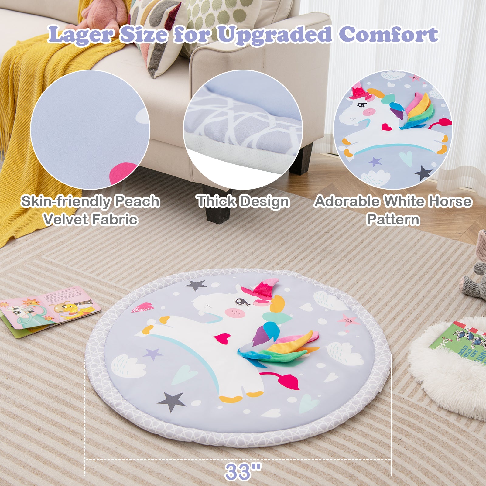 7-in-1 Baby Play Gym Mat with Detachable Toys