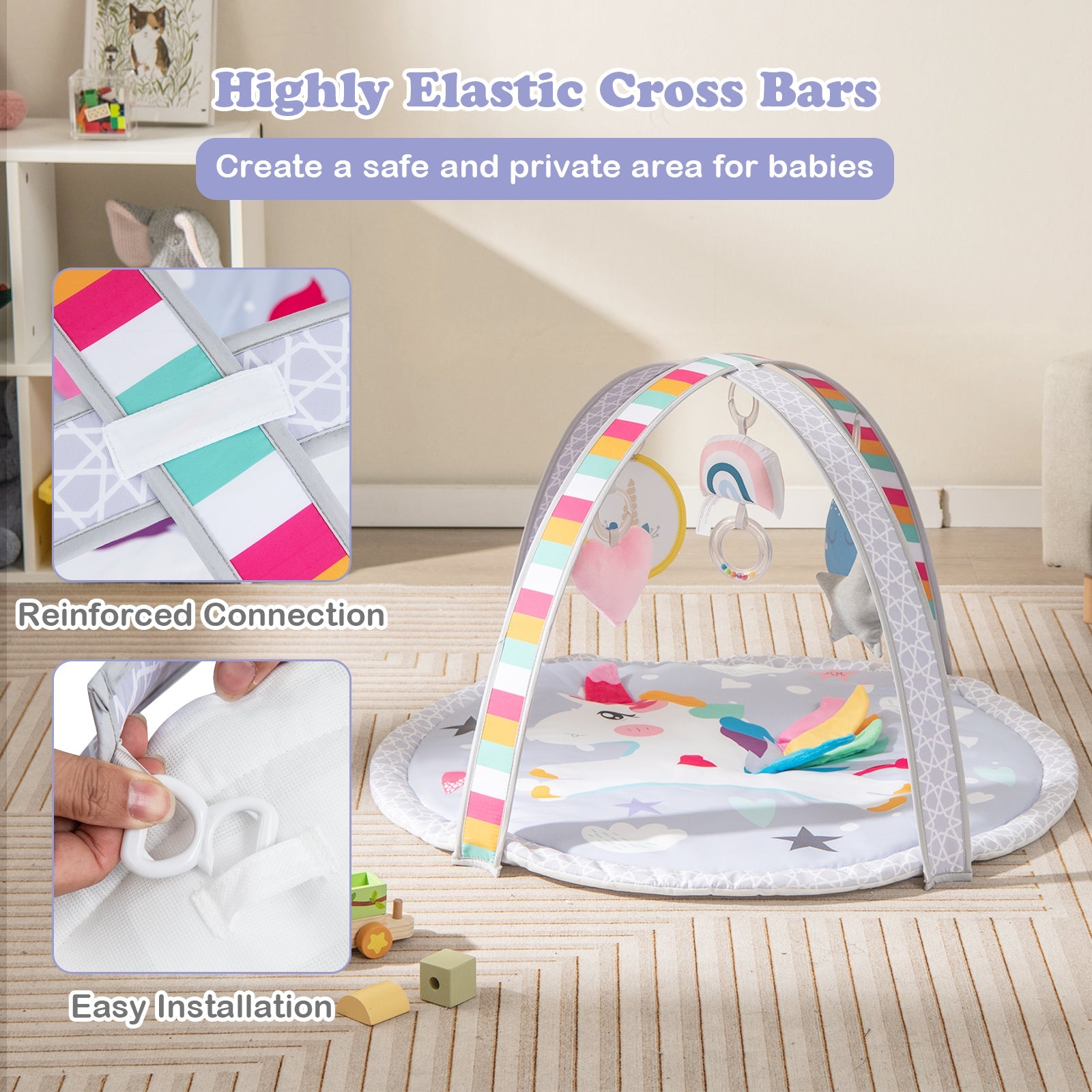 7-in-1 Baby Play Gym Mat with Detachable Toys