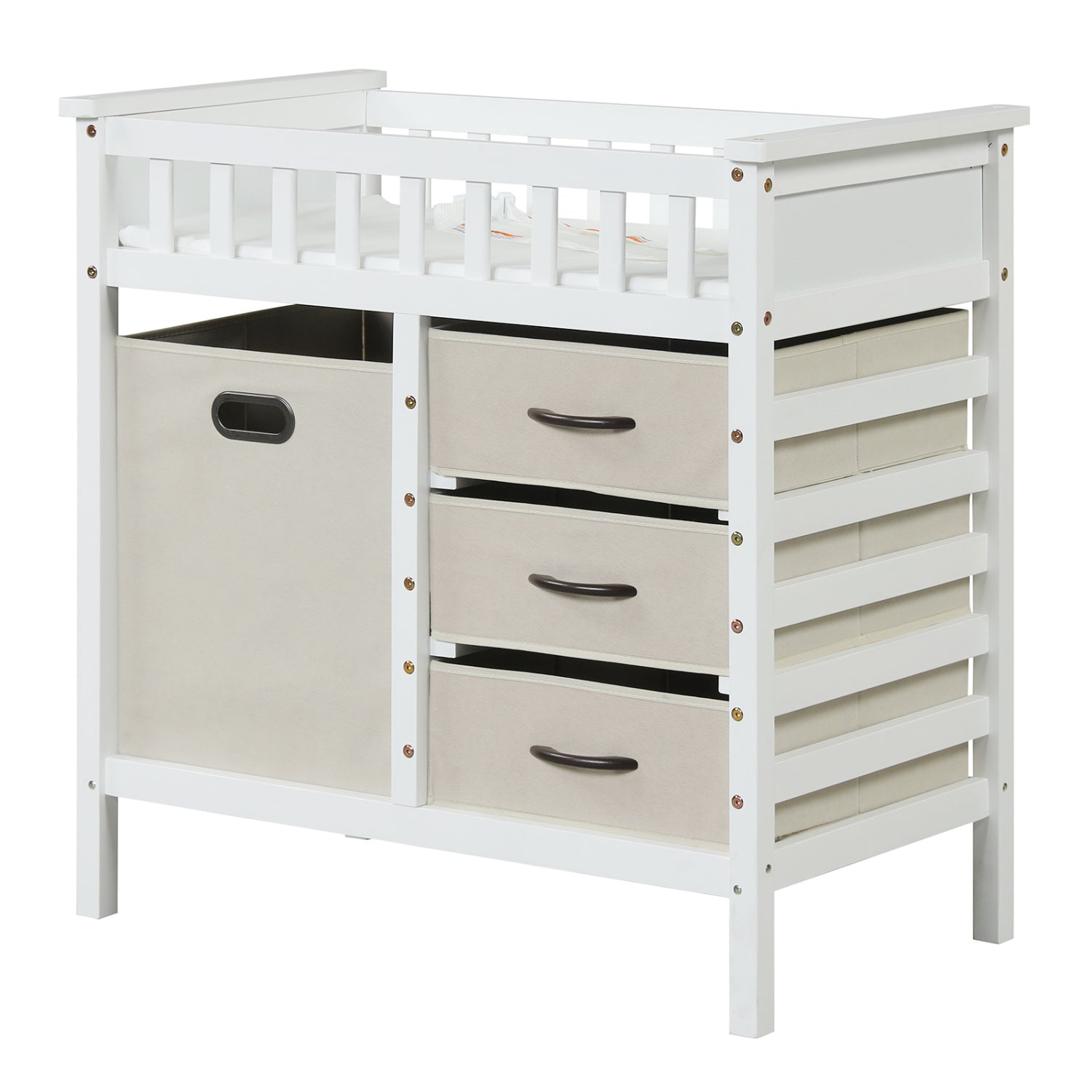 Wooden Baby Changing Table with 3 Storage Drawers