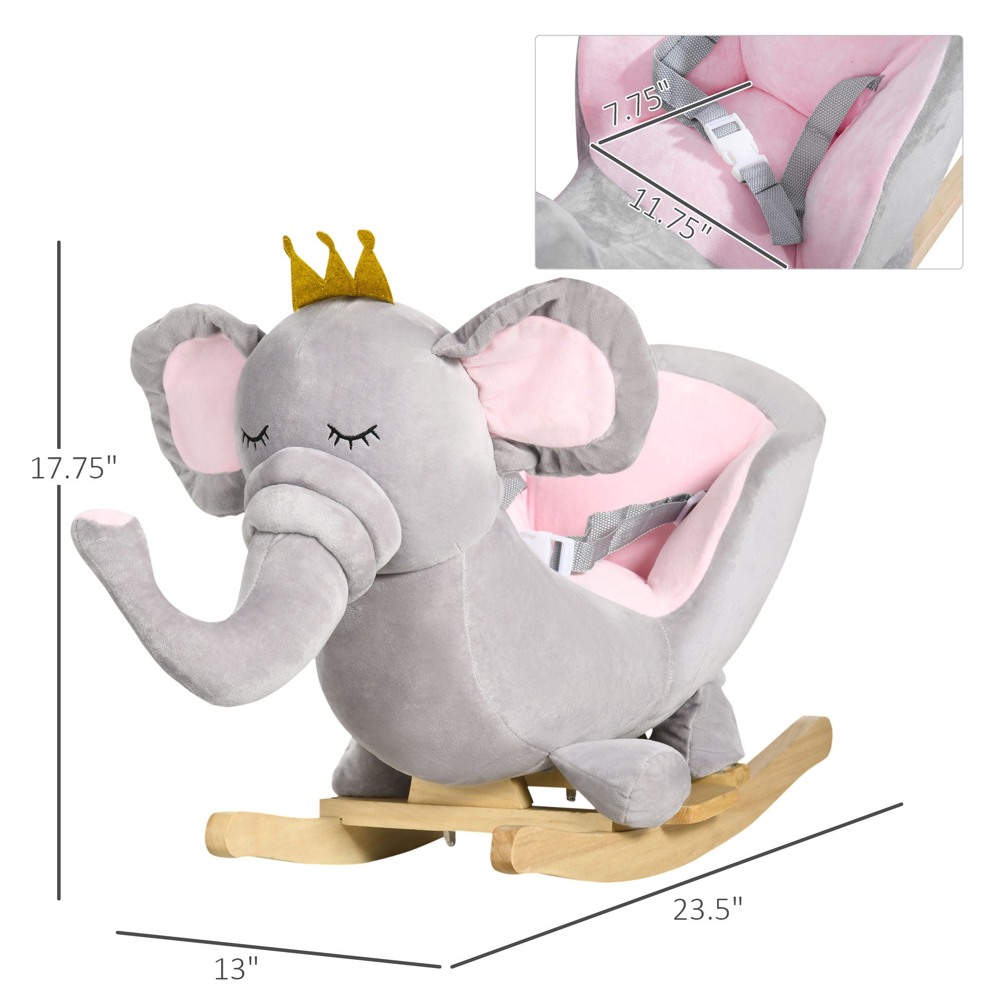 Gray Elephant Rocking Horse with Sound