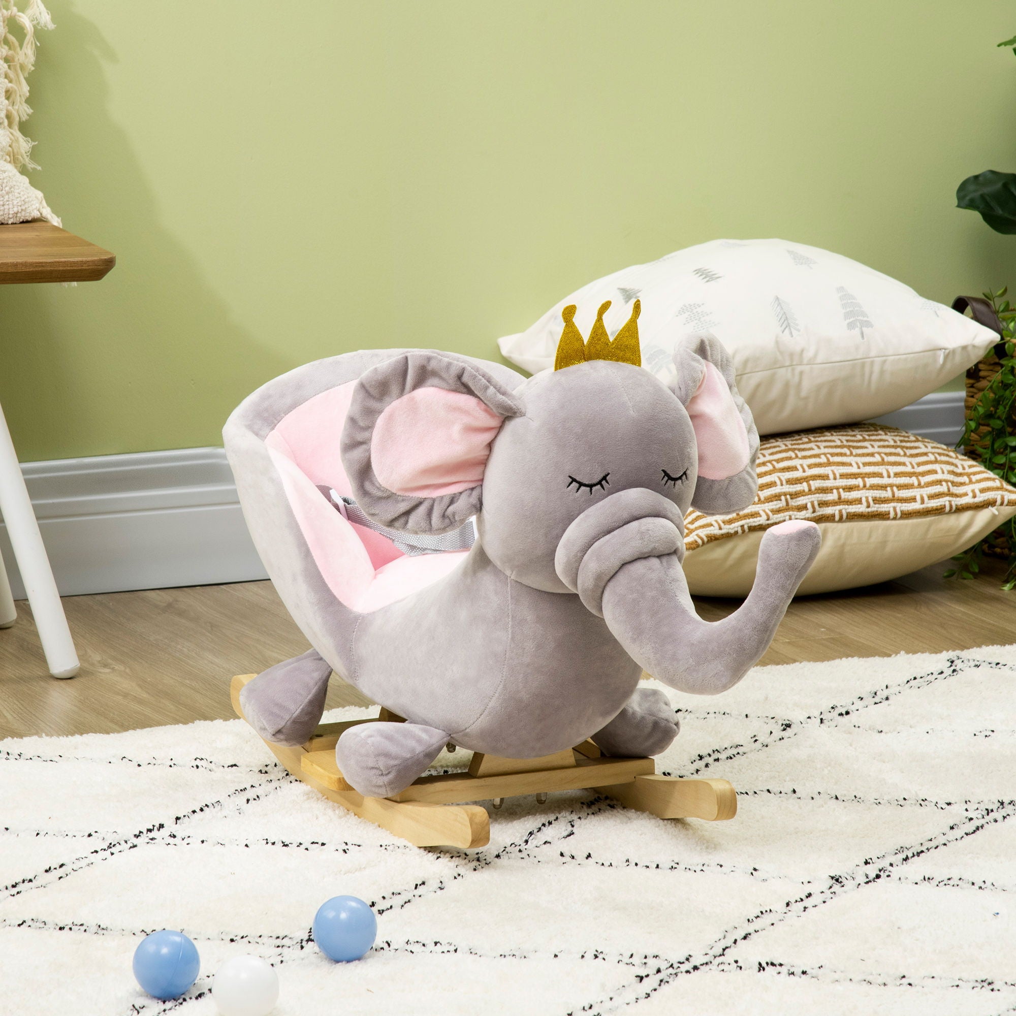 Gray Elephant Rocking Horse with Sound