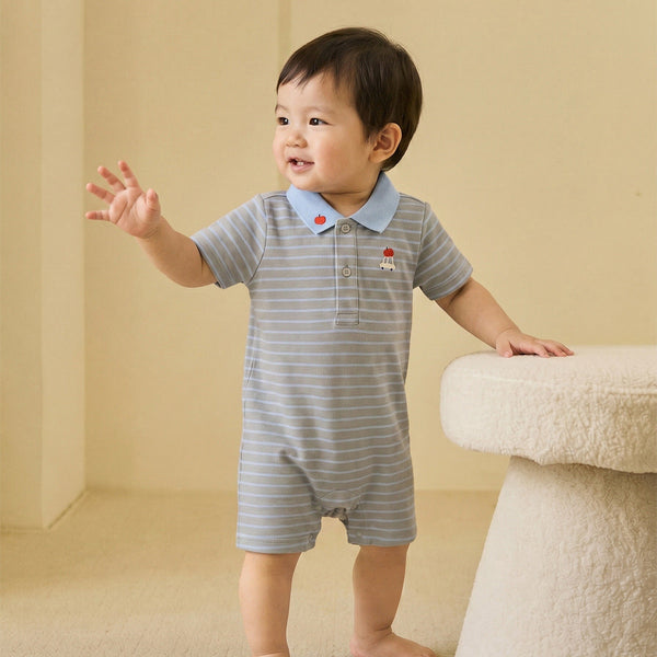 Simple Printed Short-Sleeve Summer Baby Romper