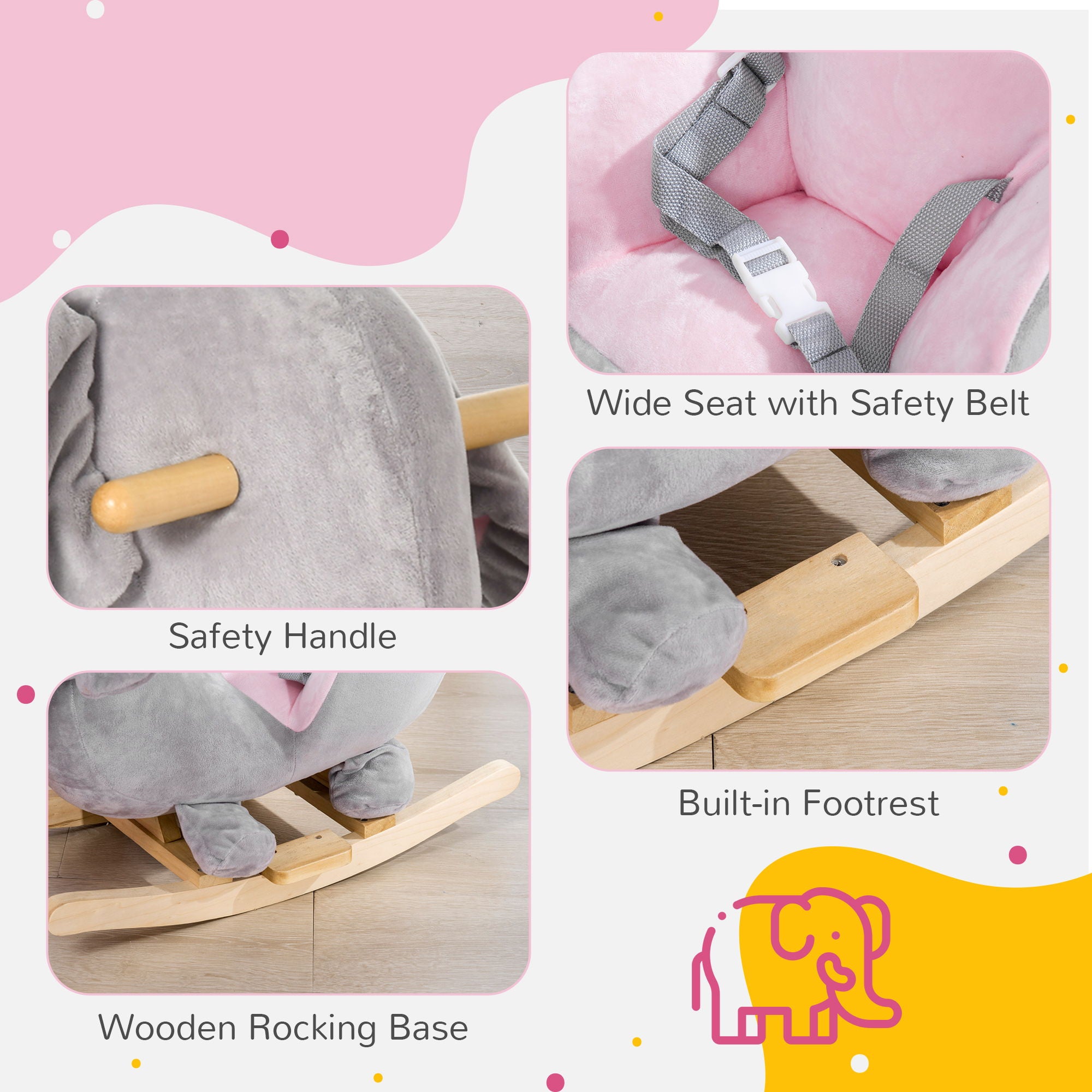 Gray Elephant Rocking Horse with Sound
