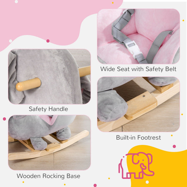 Gray Elephant Rocking Horse with Sound