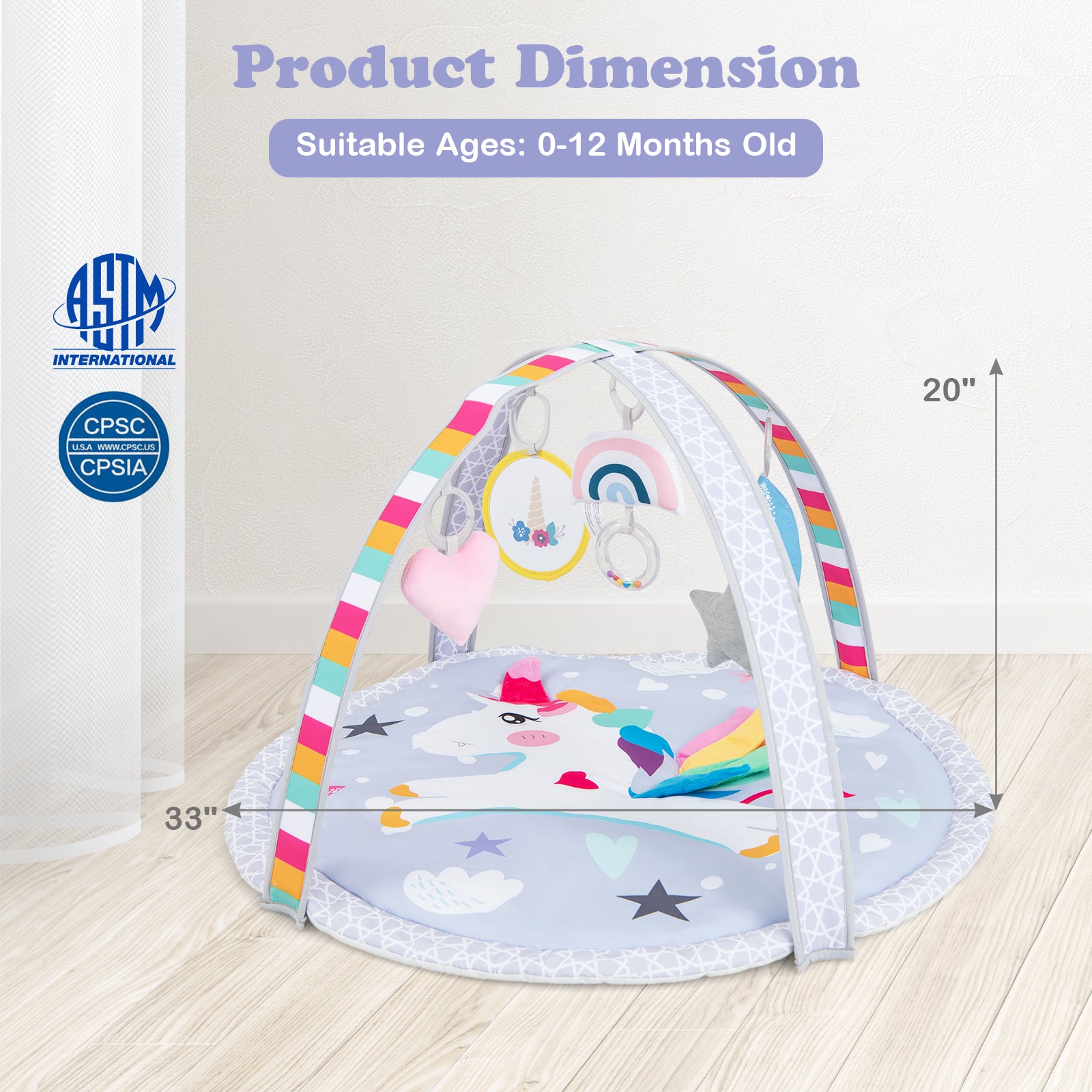 7-in-1 Baby Play Gym Mat with Detachable Toys